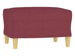 Sofá de 3 plazas con taburete de tela rojo tinto 180 cm