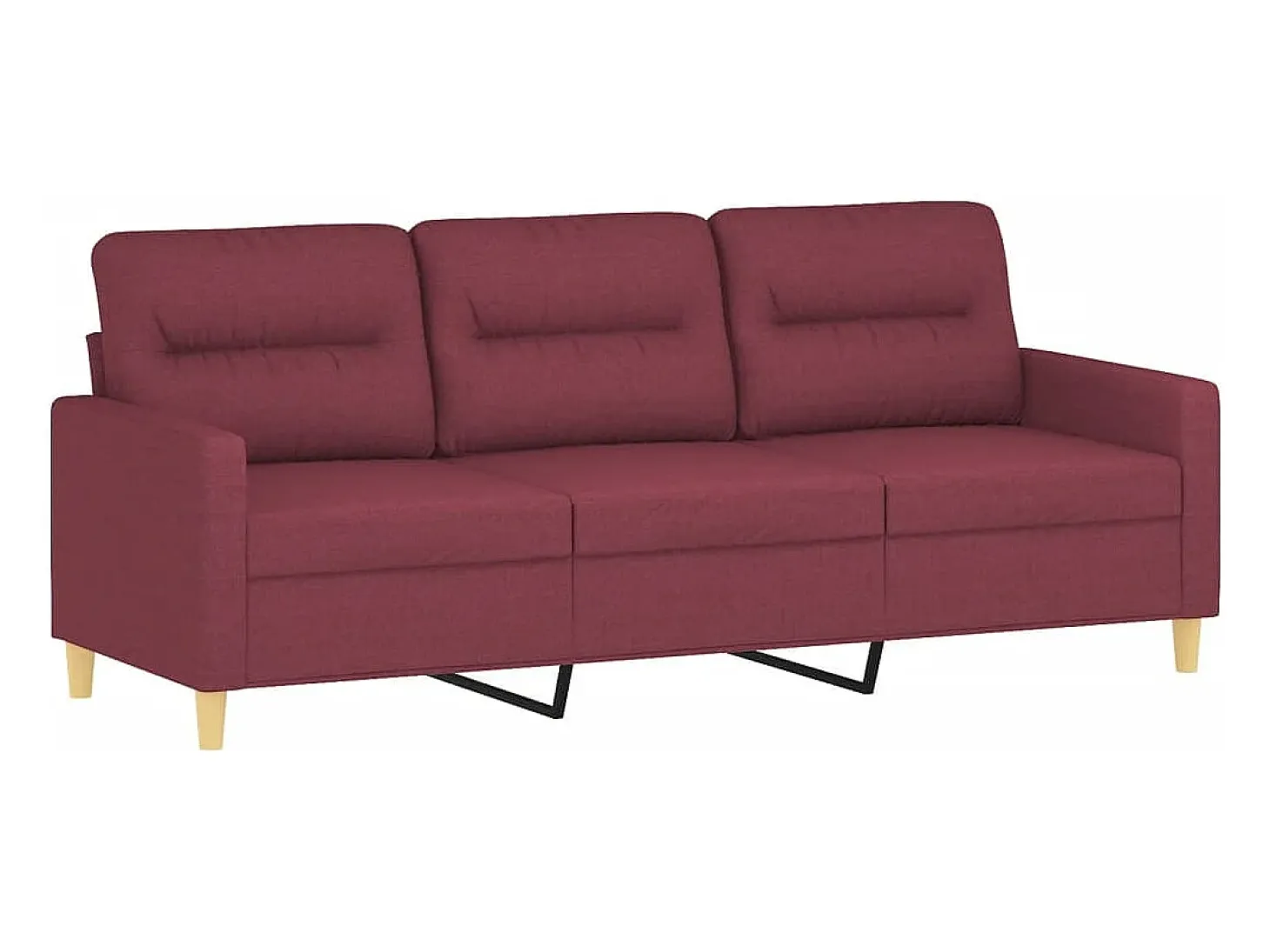 Sofá de 3 plazas con taburete de tela rojo tinto 180 cm