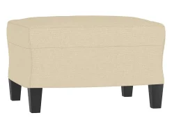 Sofá de 3 plazas con taburete de tela crema 180 cm