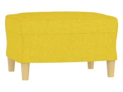Sofá de 3 plazas con taburete de tela amarillo claro 180 cm