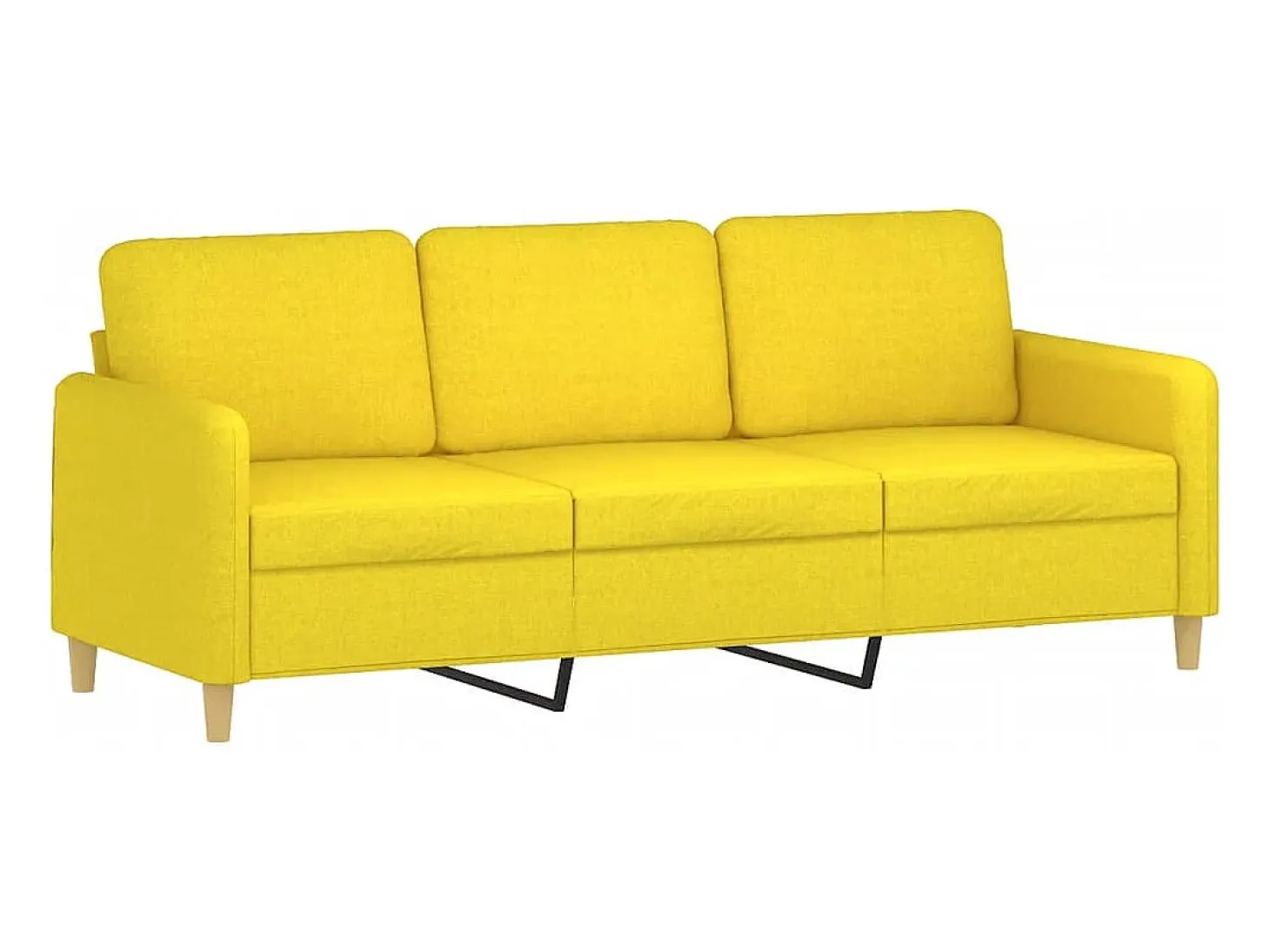 Sofá de 3 plazas con taburete de tela amarillo claro 180 cm