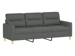 Sofá de 3 plazas con taburete de tela gris oscuro 180 cm