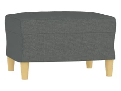 Sofá de 3 plazas con taburete de tela gris oscuro 180 cm