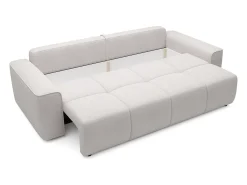 Sofá de 4 plazas convertible en tela texturizada beige MINTURNO