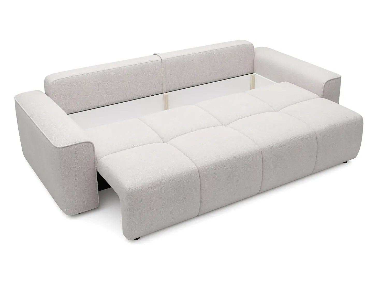 Sofá de 4 plazas convertible en tela texturizada beige MINTURNO