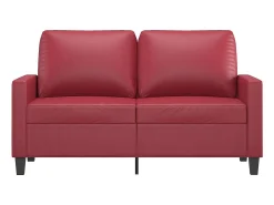 Sofá de 2 plazas de cuero sintético rojo vino 120 cm