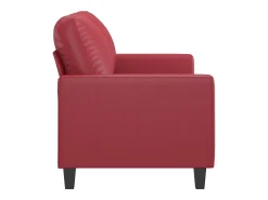 Sofá de 2 plazas de cuero sintético rojo vino 120 cm