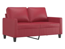 Sofá de 2 plazas de cuero sintético rojo vino 120 cm