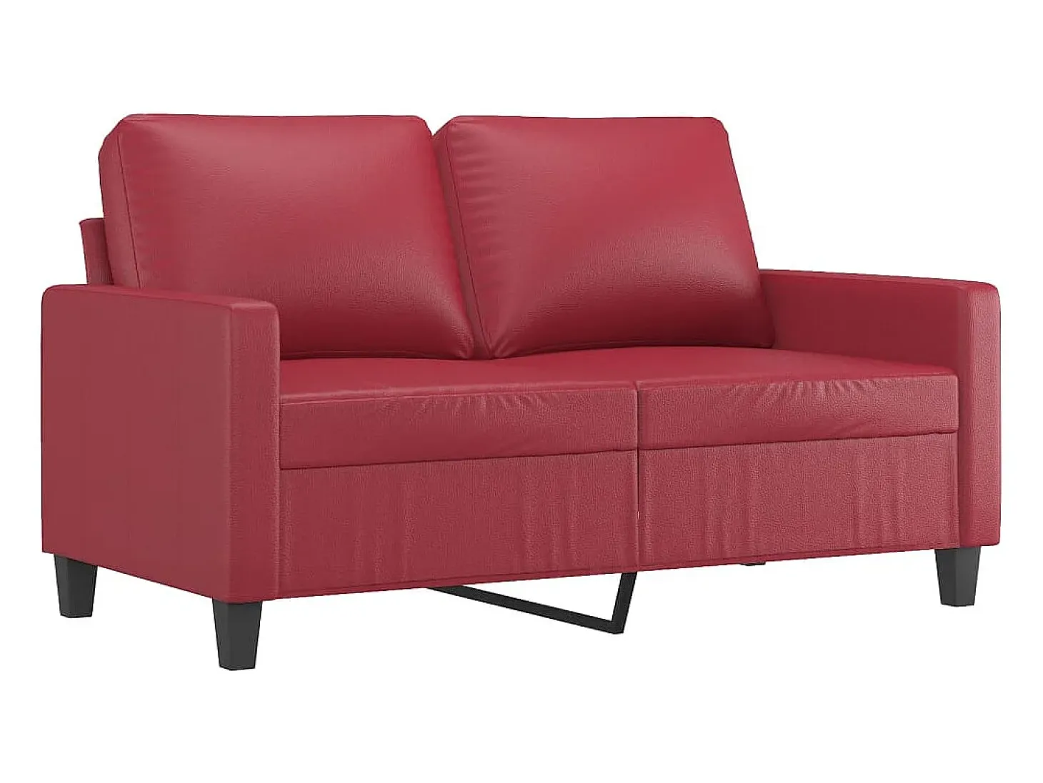 Sofá de 2 plazas de cuero sintético rojo vino 120 cm