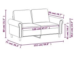 Sofá de 2 plazas de cuero sintético rojo vino 120 cm