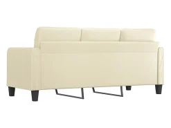 Sofá de 3 plazas de cuero sintético color crema 180 cm