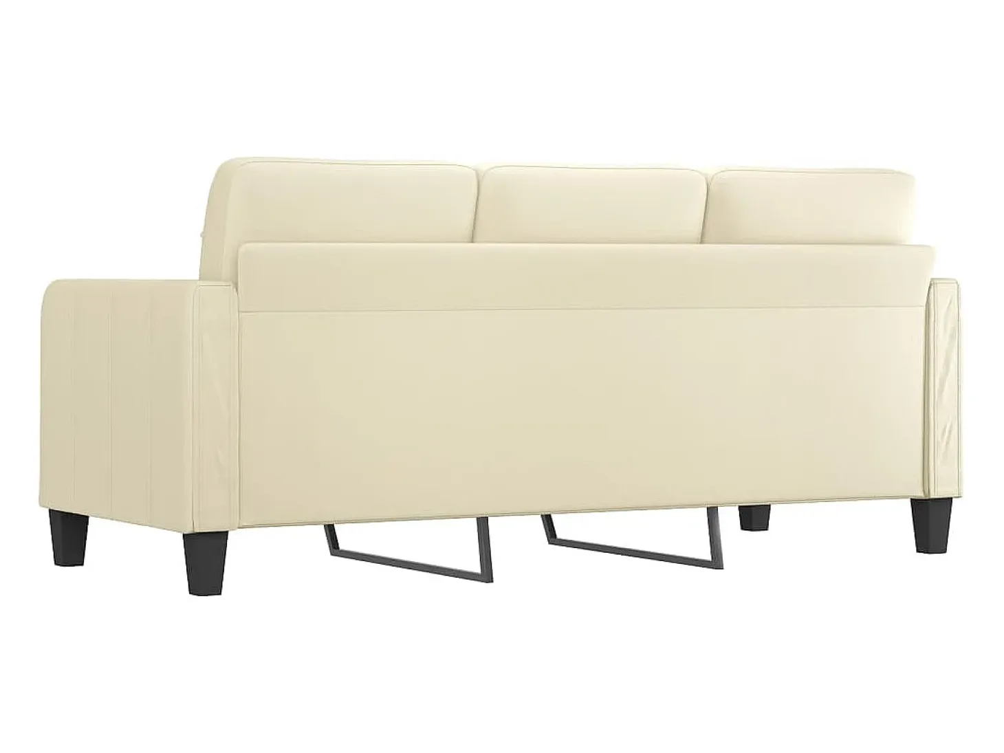 Sofá de 3 plazas de cuero sintético color crema 180 cm