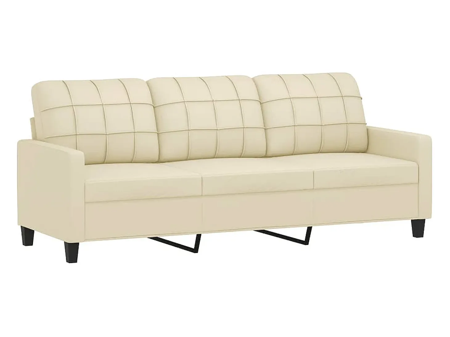 Sofá de 3 plazas de cuero sintético color crema 180 cm