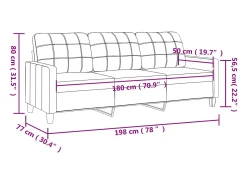 Sofá de 3 plazas de cuero sintético color crema 180 cm