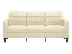Sofá de 3 plazas de cuero sintético color crema 180 cm