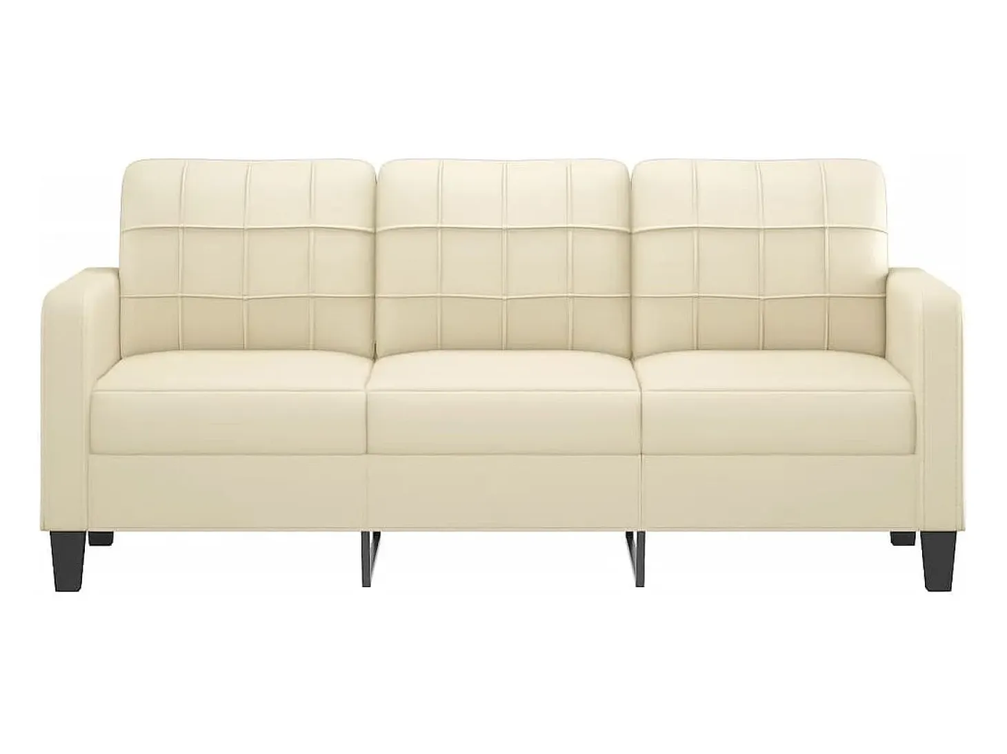 Sofá de 3 plazas de cuero sintético color crema 180 cm