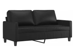 Sofá de 2 plazas de cuero sintético negro 140 cm