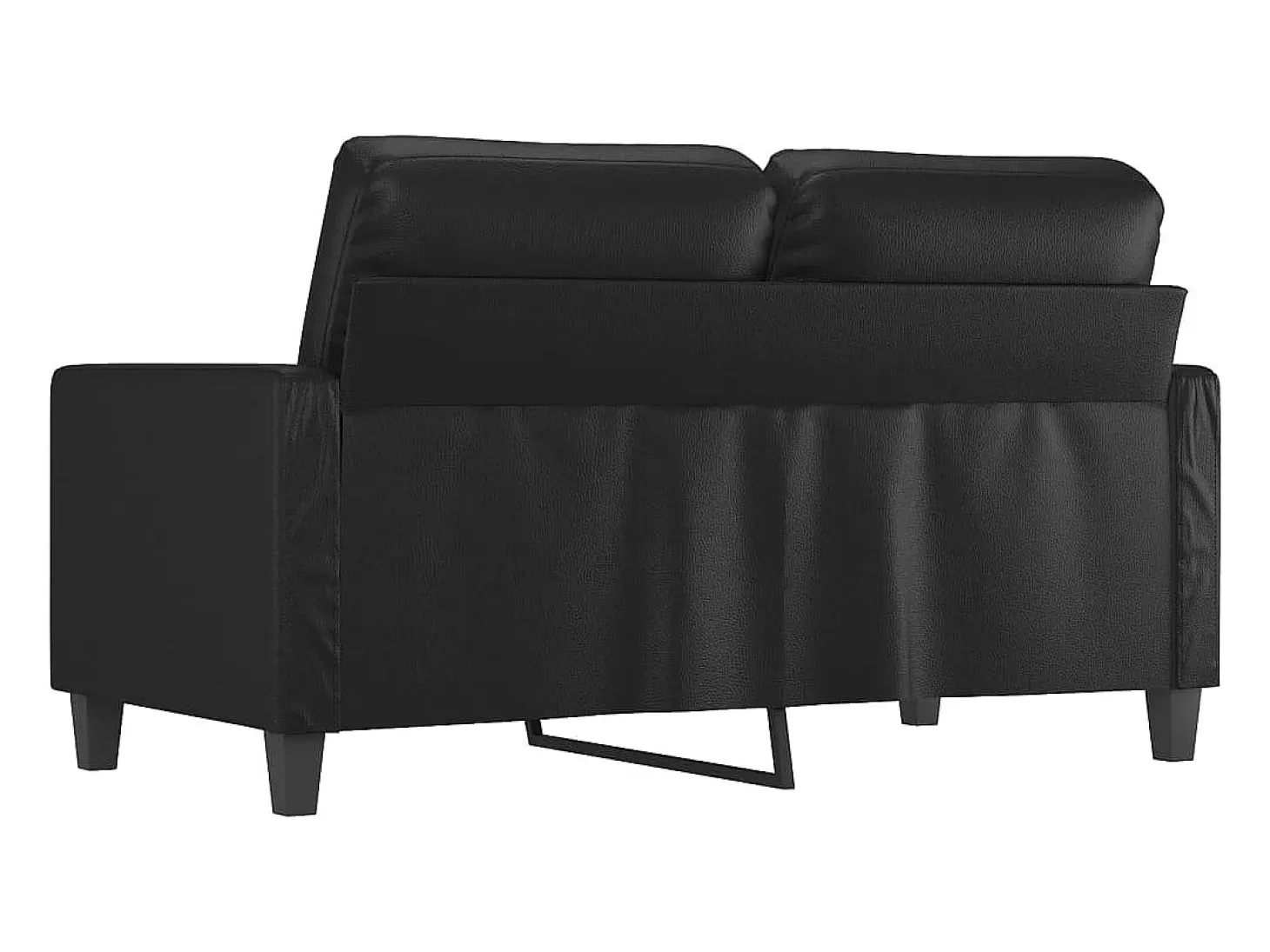 Sofá de 2 plazas de cuero sintético negro 120 cm
