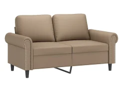 Sofá de 2 plazas de cuero sintético color capuchino 120 cm