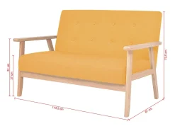 Sofá de 2 plazas de tela amarillo