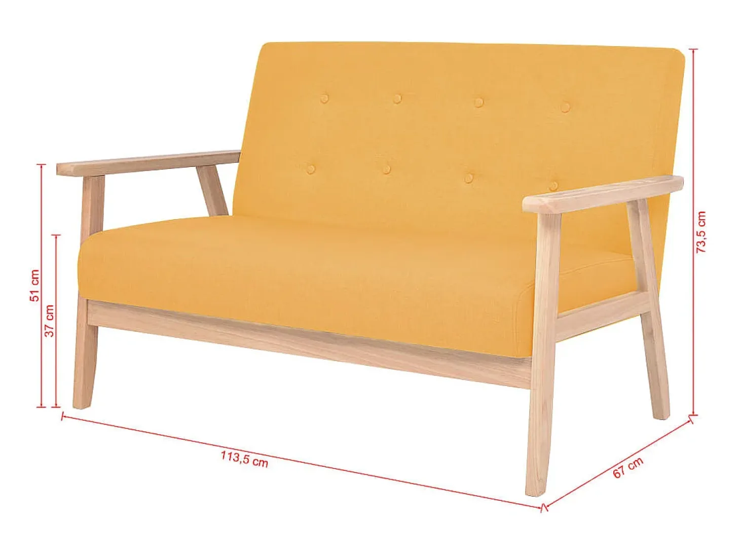 Sofá de 2 plazas de tela amarillo