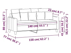 Sofá de 2 plazas de tela amarillo claro 140 cm