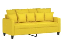 Sofá de 2 plazas de tela amarillo claro 140 cm