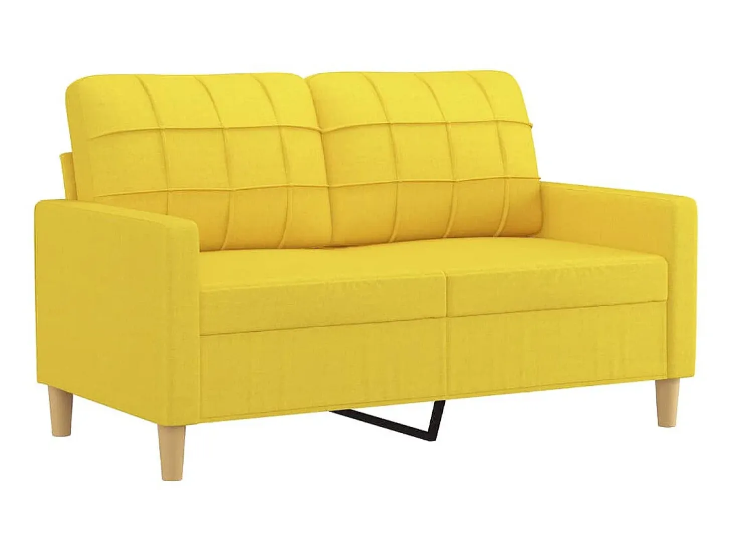 Sofá de 2 plazas de tela amarillo claro 120 cm ES36221