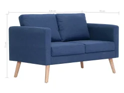 Sofá de 2 plazas de tela azul