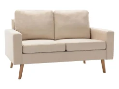 Sofá de 2 plazas de tela color crema PWFG55115