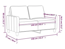 Sofá de 2 plazas de tela color crema 140 cm