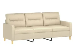 Sofá de 3 plazas de tela crema 180 cm