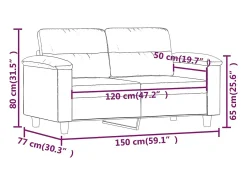 Sofá de 2 plazas de tela de microfibra color crema 120 cm