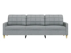 Sofá de 3 plazas de tela gris claro 210 cm