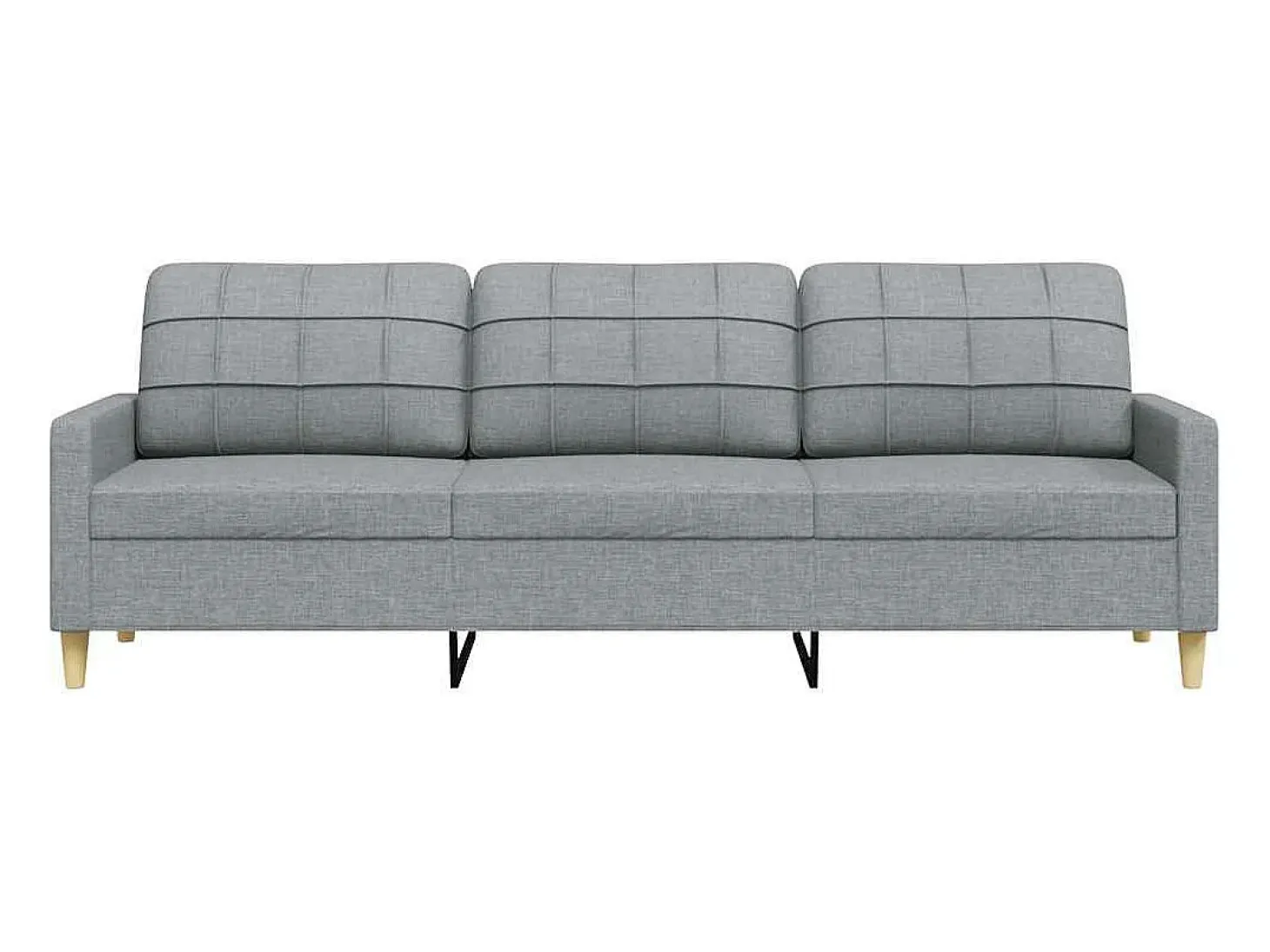 Sofá de 3 plazas de tela gris claro 210 cm