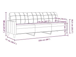 Sofá de 3 plazas de tela gris claro 210 cm