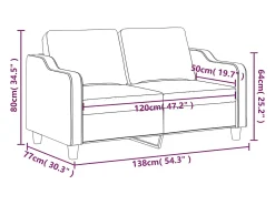 Sofá de 2 plazas de tela gris claro 120 cm