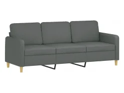 Sofá de 3 plazas de tela gris oscuro 180 cm PWFG53456