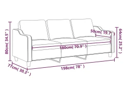 Sofá de 3 plazas de tela gris oscuro 180 cm