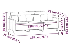Sofá de 3 plazas de tela gris taupe 180 cm