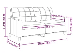 Sofá de 2 plazas de tela gris taupé 140 cm