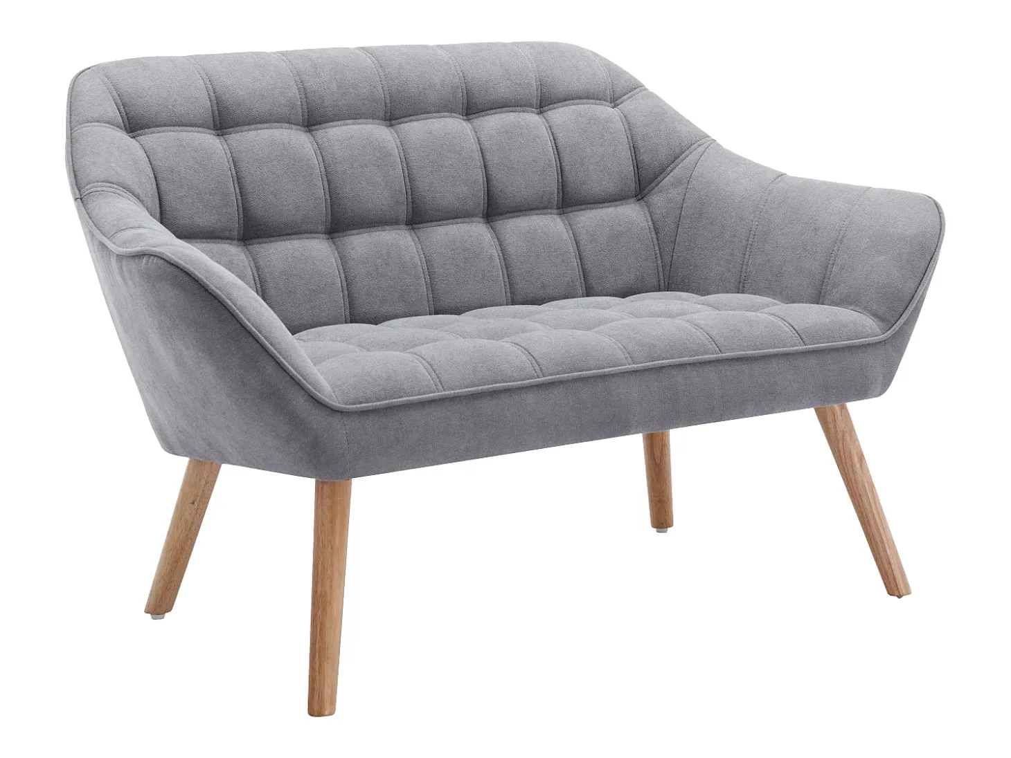 Sofá de 2 plazas de tela gris acolchado de estilo escandinavo. Tendencia del momento. Medidas: Ancho 127 x Prof. 73 x Alt. 77 cm. CASERTA