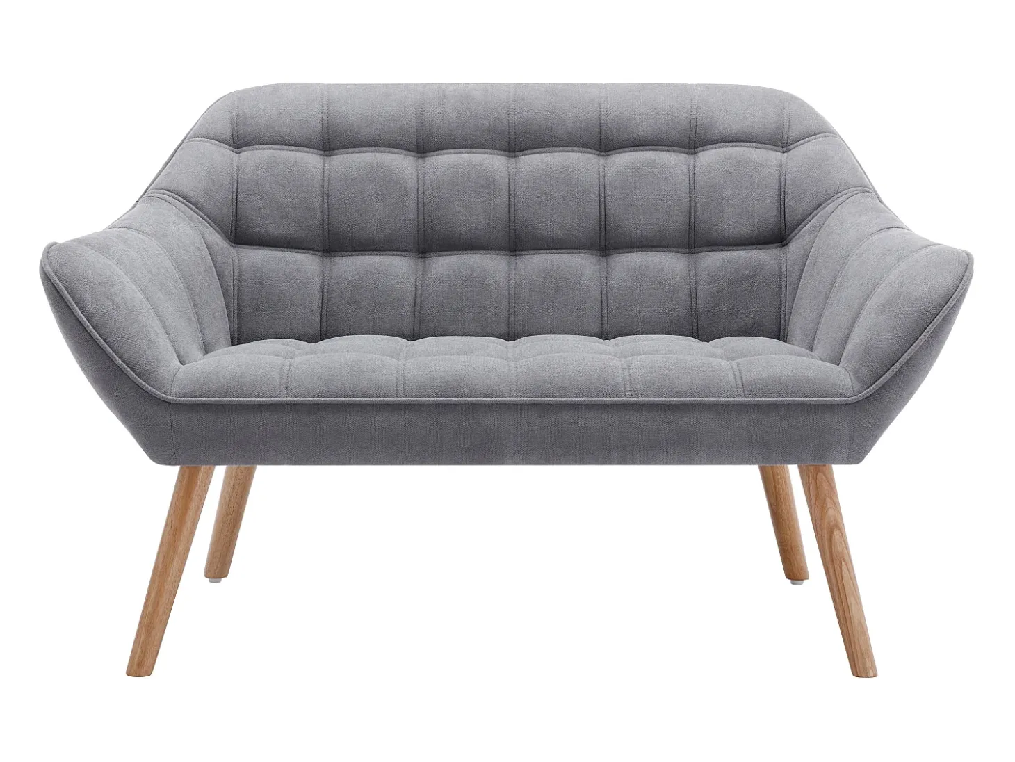 Sofá de 2 plazas de tela gris acolchado de estilo escandinavo. Tendencia del momento. Medidas: Ancho 127 x Prof. 73 x Alt. 77 cm. CASERTA