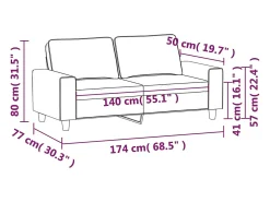 Sofá de 2 plazas de tela marrón 140 cm