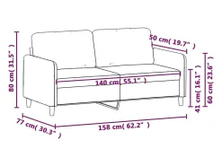 Sofá de 2 plazas de tela negro 140 cm