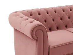 Sofá de 2 plazas de terciopelo rosa pastel CHESTERFIELD