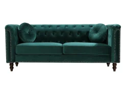 Sofá de 3 plazas de terciopelo verde esmeralda estilo charme francés TURNER