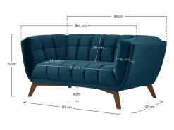Sofá de 2 plazas de terciopelo azul oscuro - Mona