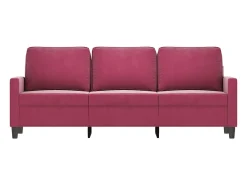 Sofá de 3 plazas de terciopelo rojo tinto 180 cm