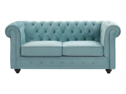 Sofá de 2 plazas de terciopelo azul pastel CHESTERFIELD